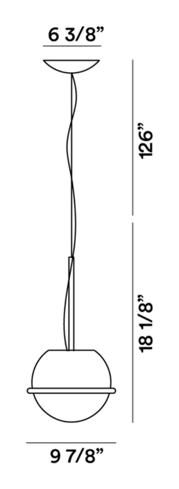 Tonda Pendant Lamp by Foscarini, size drawing: Tonda Piccola
