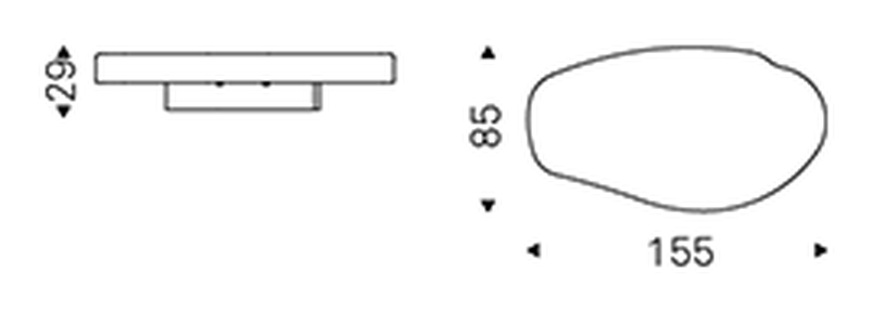 Arena Long Coffee Table by Cattelan Italia, size drawing 1