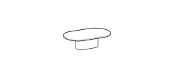 Arcade Coffee Table by Ditre Italia, size drawing: Oval coffee table 106x58 low lacquered base and wooden top