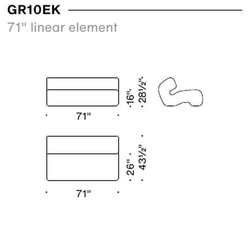 Gruuve Sofa by Moroso, size drawing 5