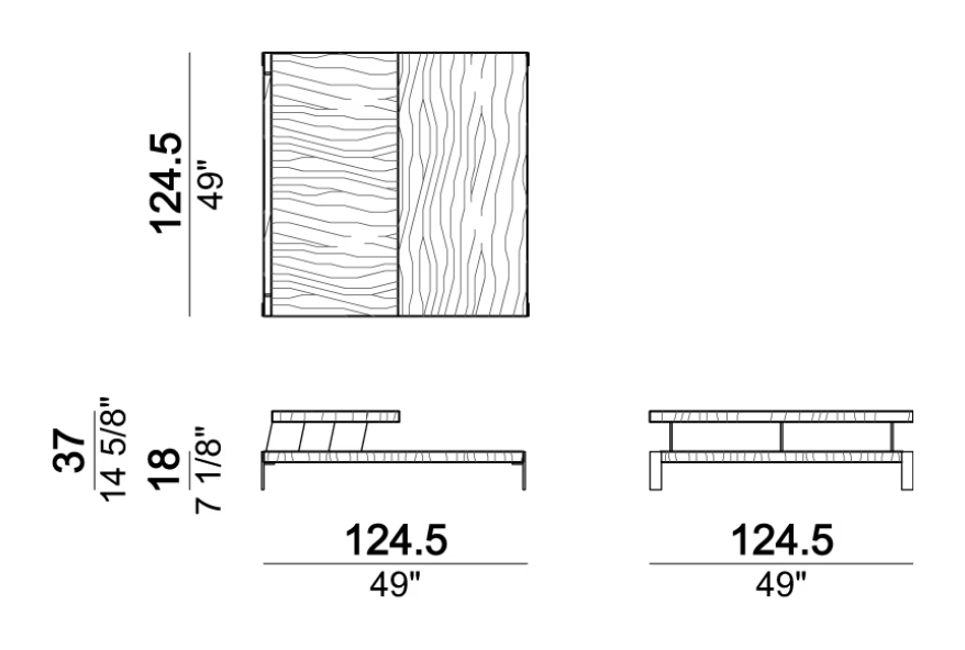 That's Life Coffee Table by Arketipo, size drawing: Coffee table