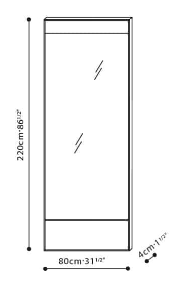 Bell Mirror by Camerich, size drawing