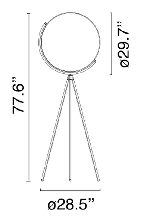 Superloon Floor Lamp by Flos, size drawing
