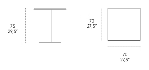 T1 Outdoor Bistro Table by Casamania, size drawing