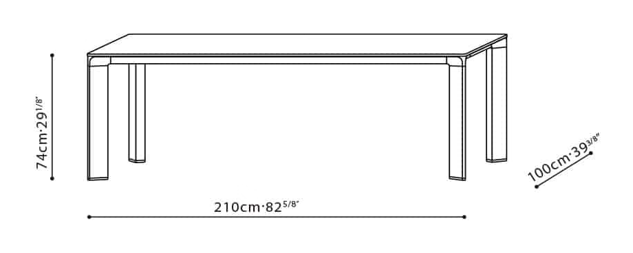 Joint Dining Table by Camerich, size drawing: C05C1303