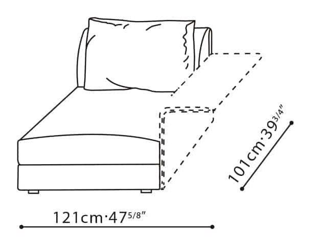 Bloom Sofa by Camerich, size drawing: C01G0102