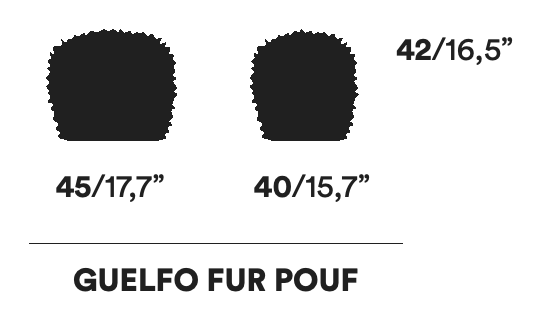 Guelfo Fur Wingback Chair by Opinion Ciatti, size drawing: GUELFO FUR POUF