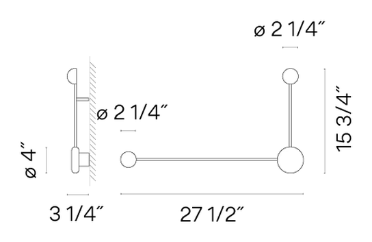 Pin Wall Lamp by Vibia, size drawing: Model 1694