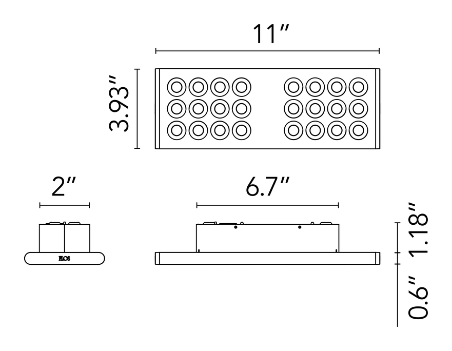Workmates Surface Small Ceiling Light by Flos, size drawing