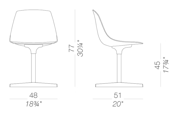 Miunn S162 Chair by LaPalma, size drawing