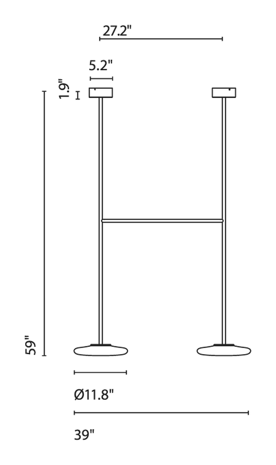 Ihana Ceiling Lamp by Marset, size drawing: Ihana x2 150