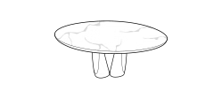 Sentei Dining Table by Ditre Italia, size drawing: Round table diam.180 lacquered base and marble top