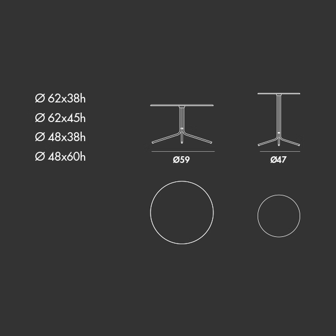 Genius Coffee Table by Sovet, size drawing: Round