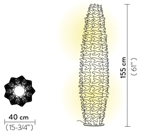 Cactus Floor Lamp by Slamp, size drawing: Cactus Floor XL