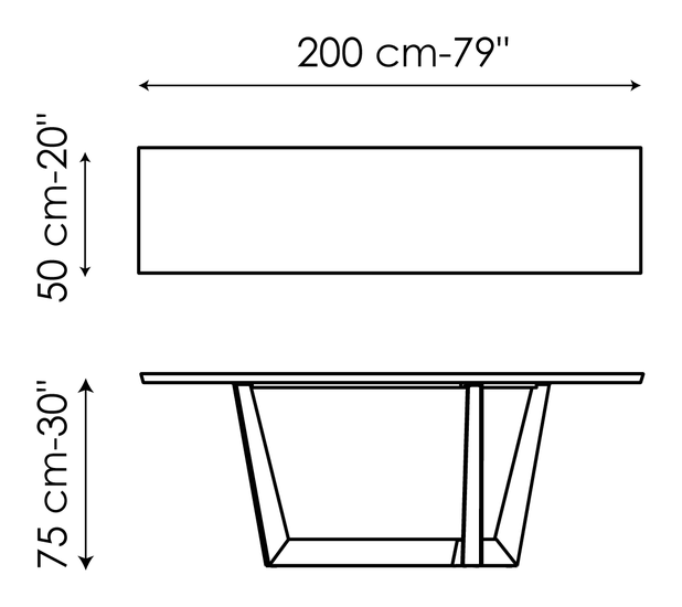 Art Console Table by Bonaldo, size drawing 3