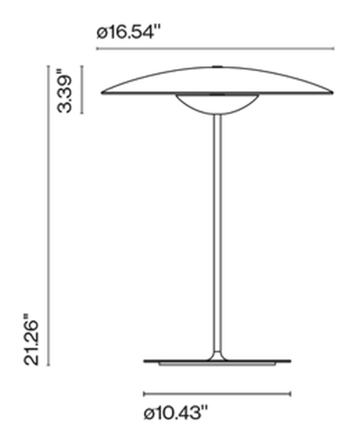 LED-Ginger Table Lamp by Marset, size drawing: LED-Ginger M