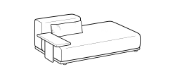 Tao Outdoor Sofa by Ditre Italia, size drawing: 2-seat sofa with footstool and arm rest