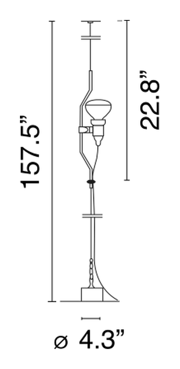 Parentesi Pendant Lamp by Flos, size drawing