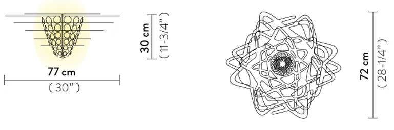 Aurora Ceiling Lamp by Slamp, size drawing: Aurora Ceiling Large