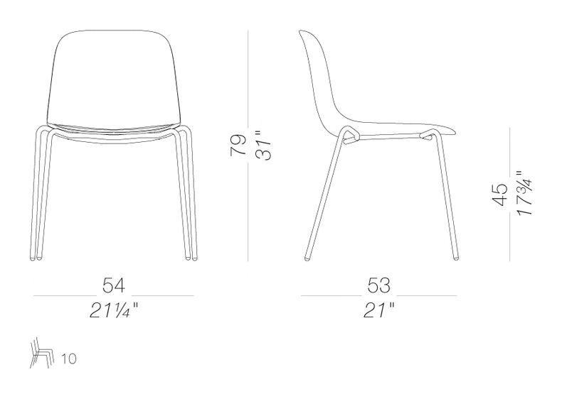 Seela ES311 Outdoor Chair by LaPalma, size drawing