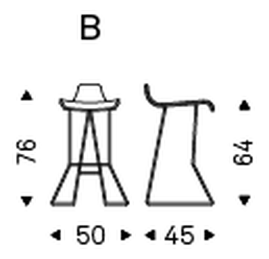 Pepe Stool by Cattelan Italia, size drawing 2