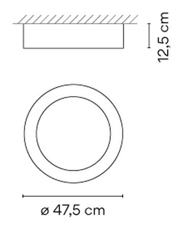 Duo Ceiling Lamp by Vibia, size drawing: Model 4882
