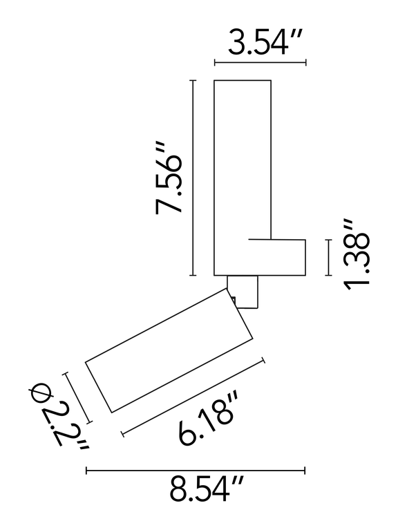 C1 Double Spot Wall Spotlight by Flos, size drawing: C1 Double Spot Wall Large Ø 56
