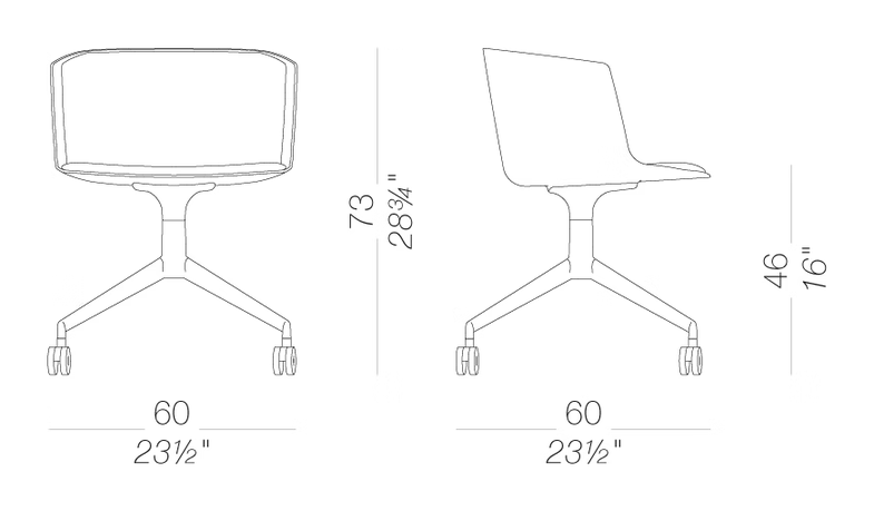 Cut S192-193 Chair by LaPalma, size drawing