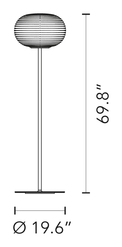 Bianca Floor Lamp by Fontana Arte, size drawing