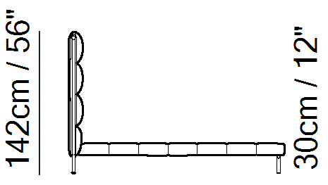 Ema Bed by Natuzzi Italia, size drawing