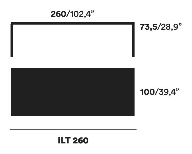 ILtavolo Dining Table by Opinion Ciatti, size drawing: ILT 260