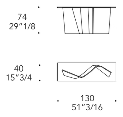 Esse Console Glass Top by Reflex, size drawing 2
