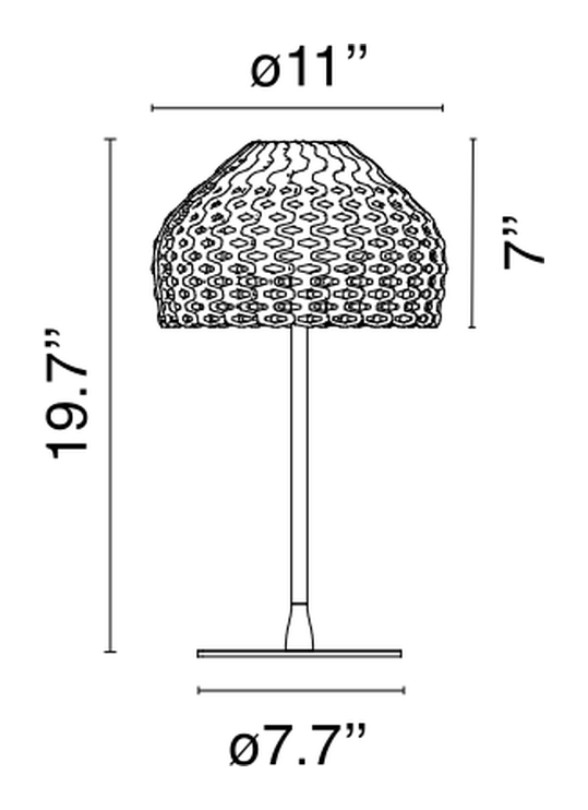 Tatou Table Lamp by Flos, size drawing
