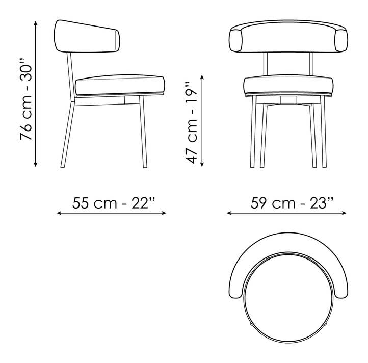 Neuilly Chair by Bonaldo, size drawing