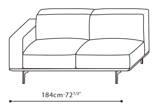 Moda Sofa by Camerich, size drawing: C01G0205