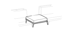 Kris Sofa by Ditre Italia, size drawing: Central element base