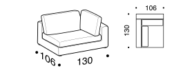 Urban 2.0 Sofa by Ditre Italia, size drawing: Rectangular corner 106x130