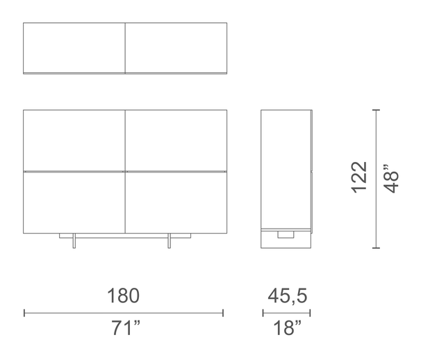 Uni Cabinet by Cappellini, size drawing: UN_7Q