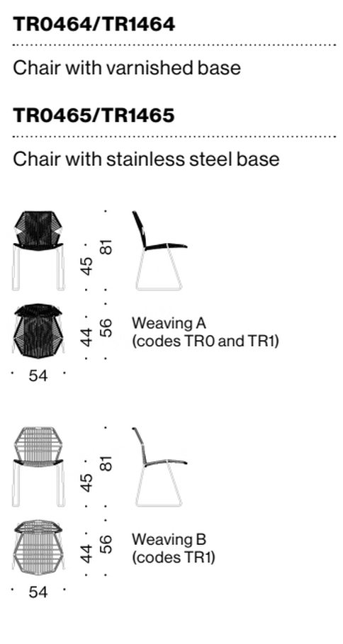 Tropicalia Chair by Moroso, size drawing: Chair
