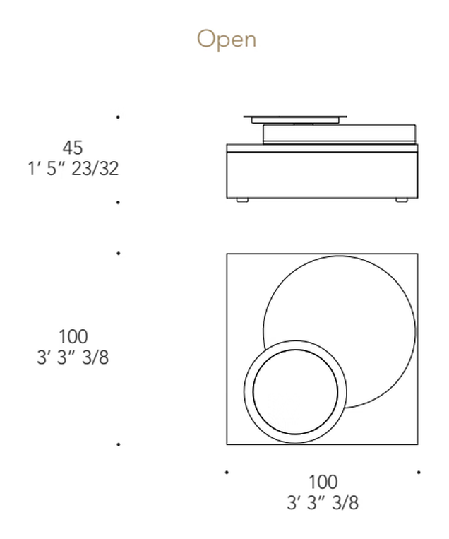 Vis a Vis 40 Coffee Table by Reflex, size drawing