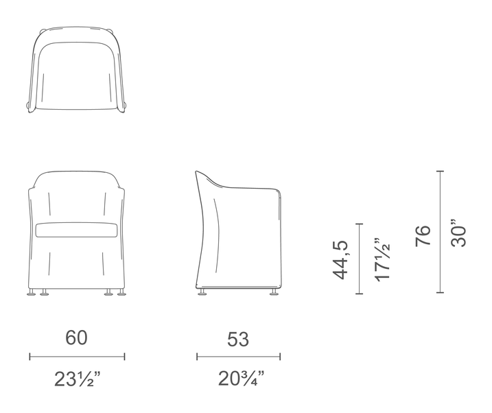 San Siro Plus Chair by Cappellini, size drawing: MC_1B