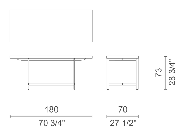 Lochness Table by Cappellini, size drawing: LH_5