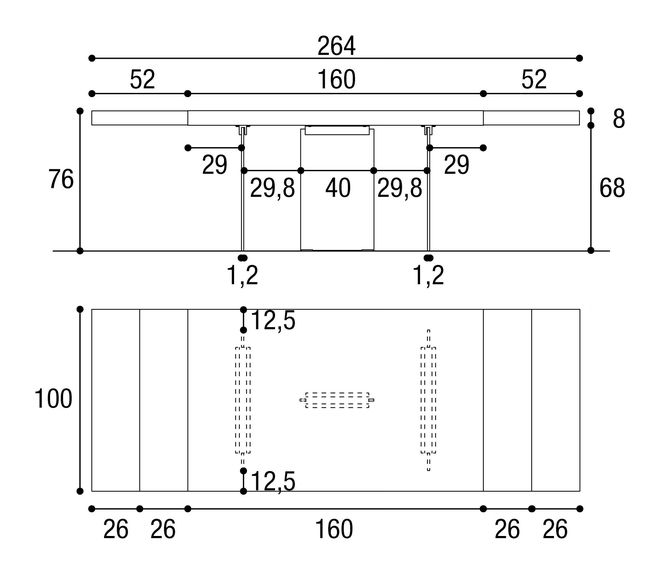 Extendable Air Dining Table by Lago, size drawing 2