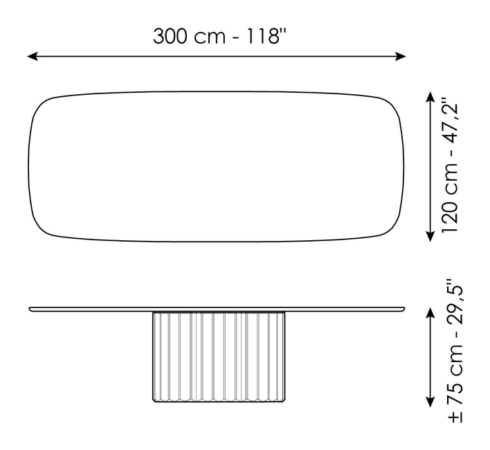Dorian Dining Table by Bonaldo, size drawing 5