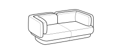 Vento Sofa by Ditre Italia, size drawing: 2-seat sofa