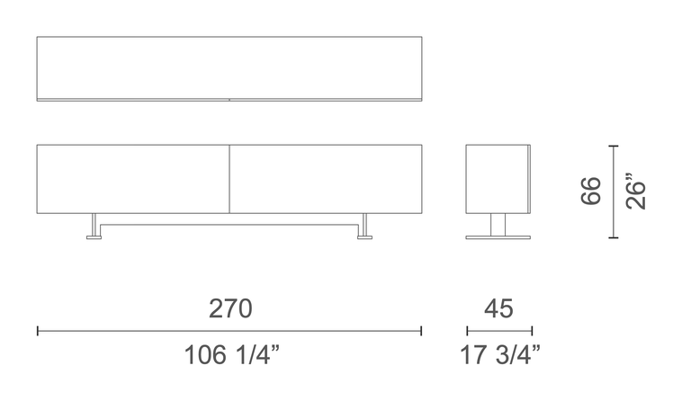 Luxor Cabinet by Cappellini, size drawing: LX_16
