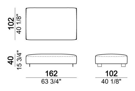 Self Control Sofa by Arketipo, size drawing: Pouf