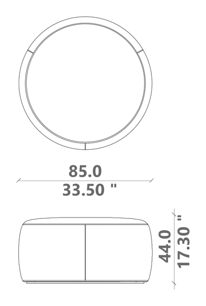 Otis Ottoman by Talenti, size drawing: Ø 85