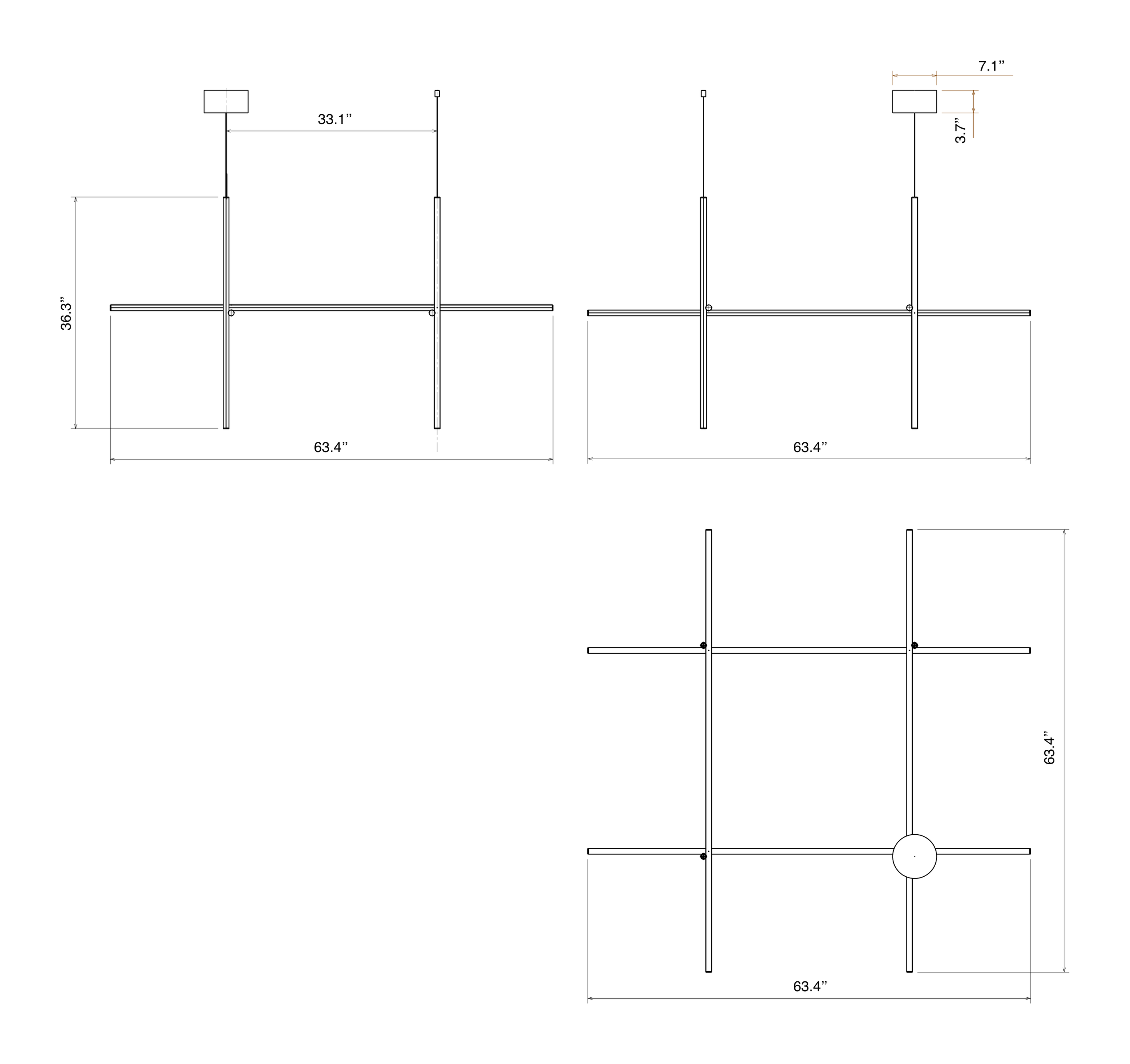 Coordinates Suspension Lamp by Flos, size drawing: Coordinates Suspension 4