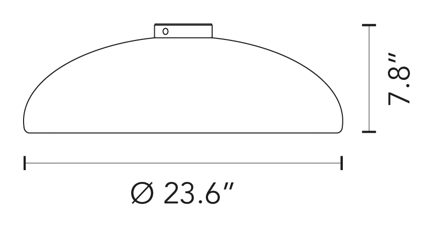 Pangen Ceiling Lamp by Fontana Arte, size drawing